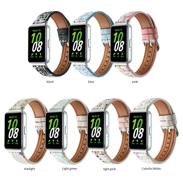 For Samsung Galaxy Fit 3 Woolen Leather Watch Band(Light Green) - Watch Bands by PMC TechLife | Online Shopping South Africa | PMC TechLife