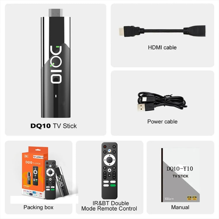 LEMFO DQ10 Allwinner H618 Quad Core ARM Cortex A53 8K HD Android TV Stick, RAM:4GB+32GB(US Plug) - Android TV Sticks by LEMFO | Online Shopping South Africa | PMC Jewellery | Buy Now Pay Later Mobicred