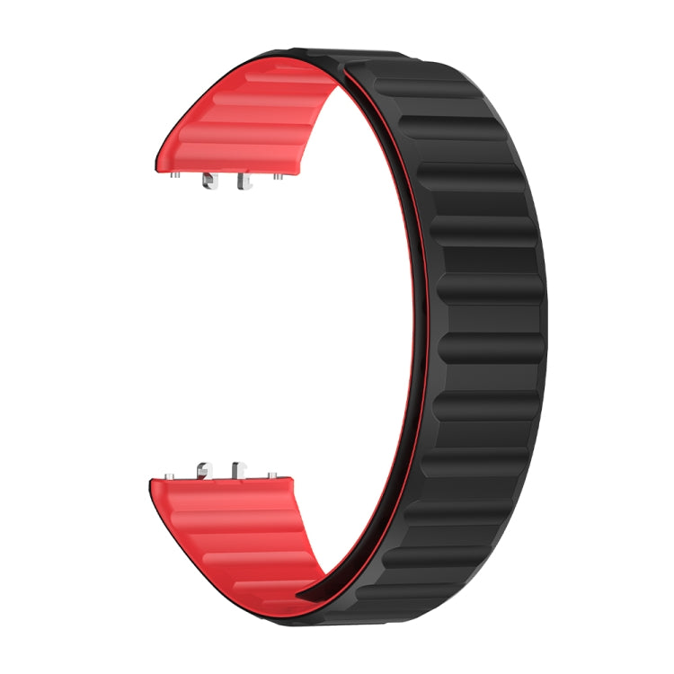 For Samsung Galaxy Fit 3 Two Color Magnetic Silicone Watch Band(Black Red) - Watch Bands by PMC Jewellery | Online Shopping South Africa | PMC Jewellery