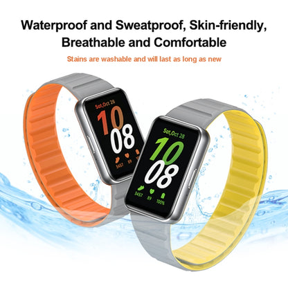 For Samsung Galaxy Fit 3 Two Color Magnetic Silicone Watch Band(Grey Yellow) - Watch Bands by PMC Jewellery | Online Shopping South Africa | PMC Jewellery