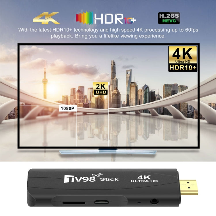 TV98 Rockchip 3228A Quad Core 4K HD Bluetooth Android TV Stick, RAM:4GB+32GB(EU Plug) - Android TV Sticks by PMC TechLife | Online Shopping South Africa | PMC TechLife | Buy Now Pay Later Mobicred