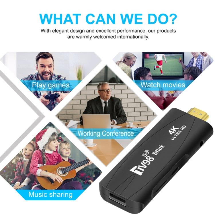 TV98 Rockchip 3228A Quad Core 4K HD Bluetooth Android TV Stick, RAM:4GB+32GB(EU Plug) - Android TV Sticks by PMC TechLife | Online Shopping South Africa | PMC TechLife | Buy Now Pay Later Mobicred