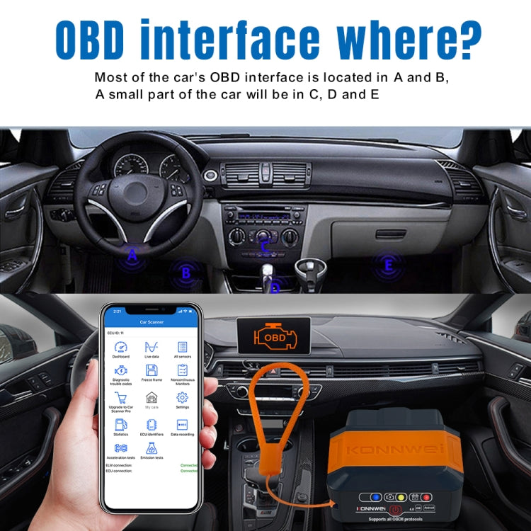 KONNWEI KW906 Bluetooth 5.0 Car OBD2 Scanner Support Android & iOS(Black) - Code Readers & Scan Tools by KONNWEI | Online Shopping South Africa | PMC TechLife | Buy Now Pay Later Mobicred