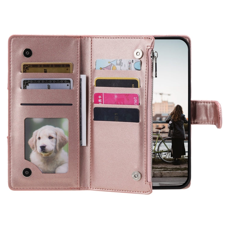 For Google Pixel 8 Pro Glitter Lattice Zipper Wallet Leather Phone Case(Rose Gold) - Google Cases by PMC TechLife | Online Shopping South Africa | PMC TechLife | Buy Now Pay Later Mobicred