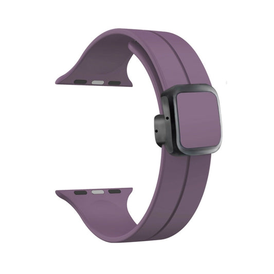 For Apple Watch SE 2023 44mm Magnetic Square Buckle Silicone Watch Band(Fruit Purple) - Watch Bands by PMC Jewellery | Online Shopping South Africa | PMC Jewellery