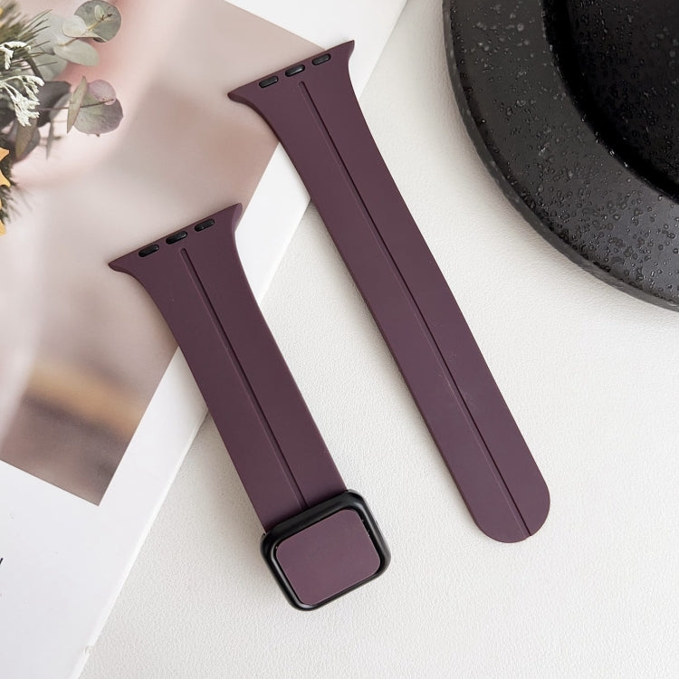 For Apple Watch SE 2023 44mm Magnetic Square Buckle Silicone Watch Band(Fruit Purple) - Watch Bands by PMC Jewellery | Online Shopping South Africa | PMC Jewellery