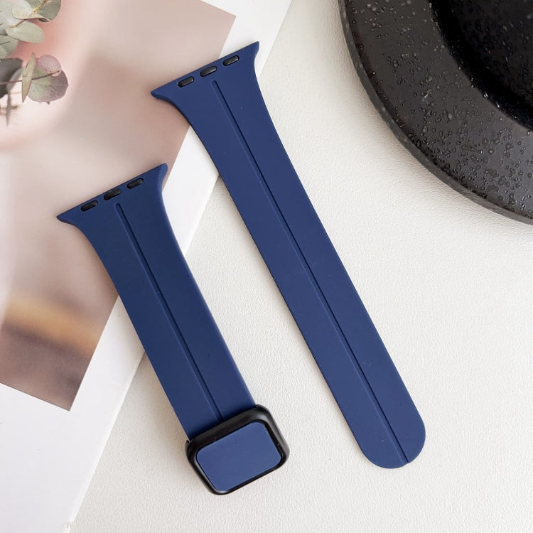 For Apple Watch SE 2023 40mm Magnetic Square Buckle Silicone Watch Band(Midnight Blue) - Watch Bands by PMC Jewellery | Online Shopping South Africa | PMC Jewellery