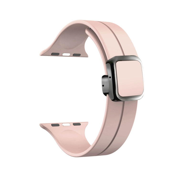 For Apple Watch Ultra 2 49mm Magnetic Square Buckle Silicone Watch Band(Sand Pink) - Watch Bands by PMC Jewellery | Online Shopping South Africa | PMC Jewellery