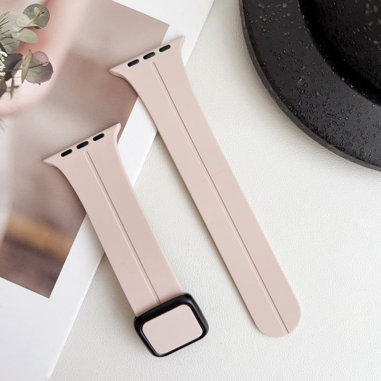 For Apple Watch Ultra 2 49mm Magnetic Square Buckle Silicone Watch Band(Sand Pink) - Watch Bands by PMC Jewellery | Online Shopping South Africa | PMC Jewellery