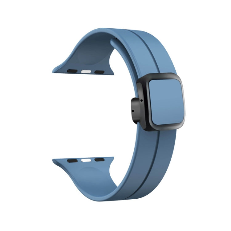 For Apple Watch Ultra 2 49mm Magnetic Square Buckle Silicone Watch Band(Blue) - Watch Bands by PMC Jewellery | Online Shopping South Africa | PMC Jewellery