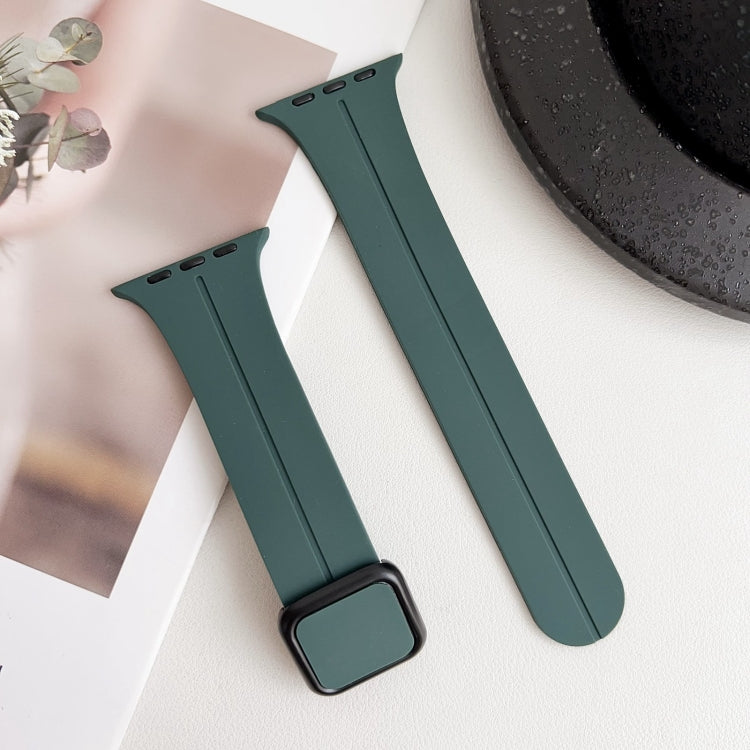 For Apple Watch Ultra 2 49mm Magnetic Square Buckle Silicone Watch Band(Pine Green) - Watch Bands by PMC Jewellery | Online Shopping South Africa | PMC Jewellery