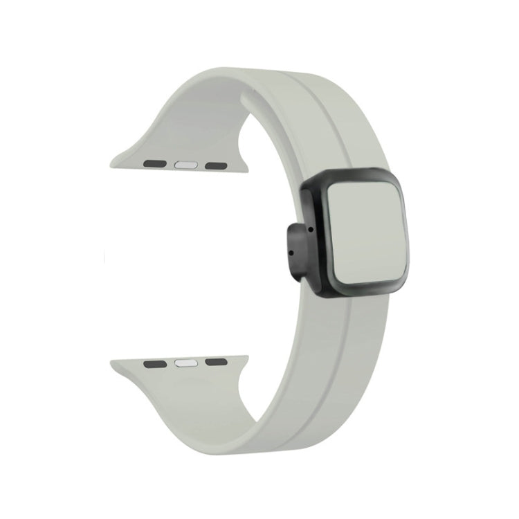 For Apple Watch Series 9 45mm Magnetic Square Buckle Silicone Watch Band(Starlight) - Watch Bands by PMC Jewellery | Online Shopping South Africa | PMC Jewellery