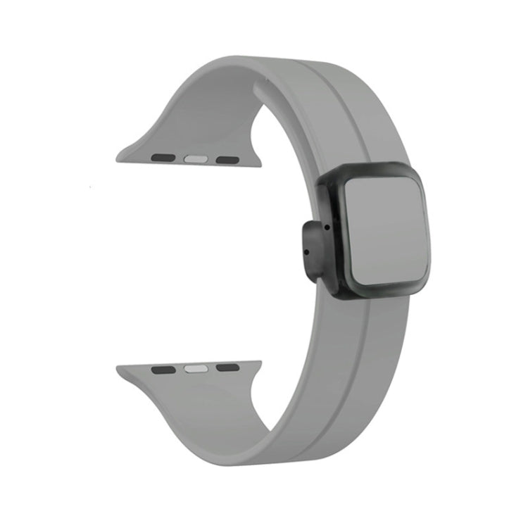 For Apple Watch Series 9 45mm Magnetic Square Buckle Silicone Watch Band(Cloud Gray) - Watch Bands by PMC Jewellery | Online Shopping South Africa | PMC Jewellery