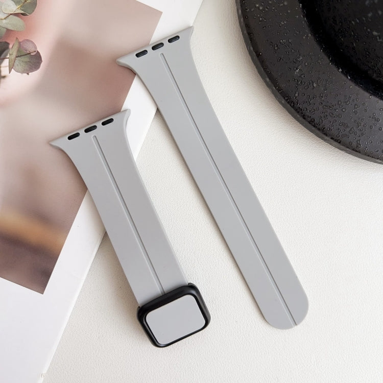 For Apple Watch Series 9 45mm Magnetic Square Buckle Silicone Watch Band(Cloud Gray) - Watch Bands by PMC Jewellery | Online Shopping South Africa | PMC Jewellery