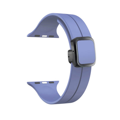 For Apple Watch Series 9 45mm Magnetic Square Buckle Silicone Watch Band(Lilacs Purple) - Watch Bands by PMC Jewellery | Online Shopping South Africa | PMC Jewellery