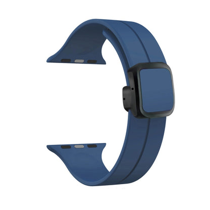 For Apple Watch Series 9 41mm Magnetic Square Buckle Silicone Watch Band(Midnight Blue) - Watch Bands by PMC Jewellery | Online Shopping South Africa | PMC Jewellery