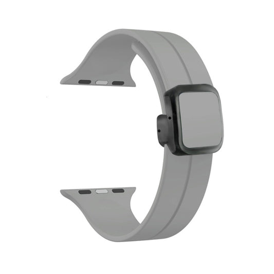 For Apple Watch Series 9 41mm Magnetic Square Buckle Silicone Watch Band(Cloud Gray) - Watch Bands by PMC Jewellery | Online Shopping South Africa | PMC Jewellery