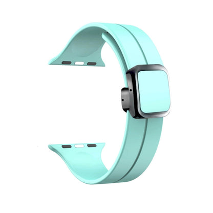 For Apple Watch Ultra 49mm Magnetic Square Buckle Silicone Watch Band(Sapphire Blue) - Watch Bands by PMC Jewellery | Online Shopping South Africa | PMC Jewellery