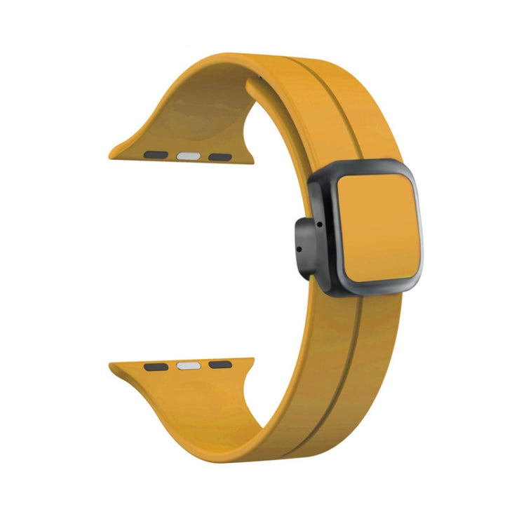 For Apple Watch Ultra 49mm Magnetic Square Buckle Silicone Watch Band(Yellow) - Watch Bands by PMC Jewellery | Online Shopping South Africa | PMC Jewellery