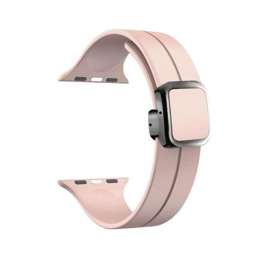 For Apple Watch Series 8 41mm Magnetic Square Buckle Silicone Watch Band(Sand Pink) - Watch Bands by PMC Jewellery | Online Shopping South Africa | PMC Jewellery