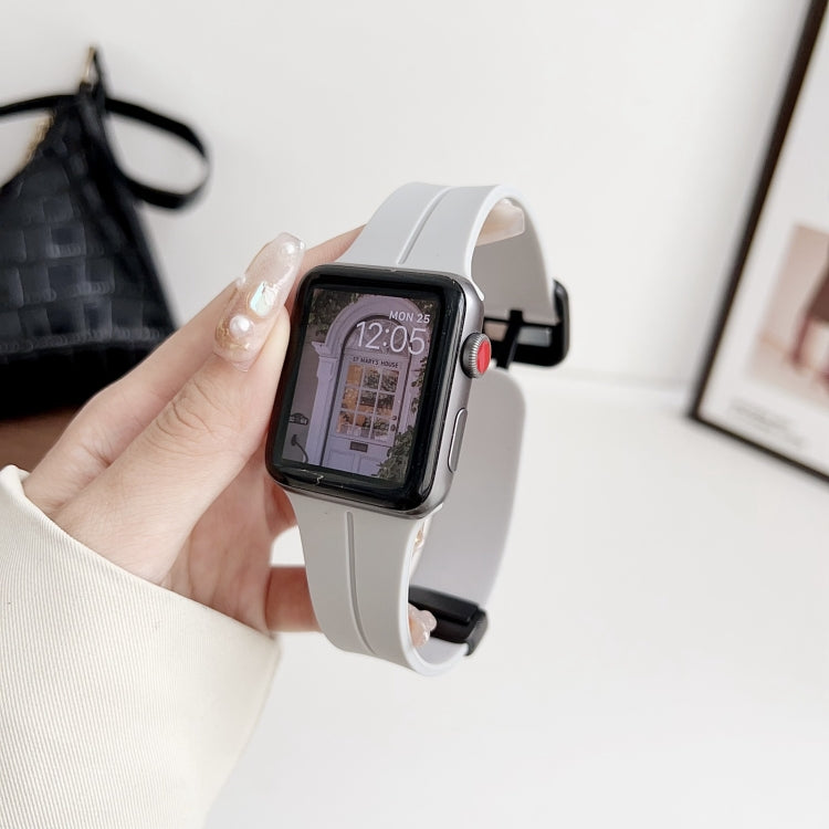 For Apple Watch Series 8 41mm Magnetic Square Buckle Silicone Watch Band(Cloud Gray) - Watch Bands by PMC TechLife | Online Shopping South Africa | PMC TechLife