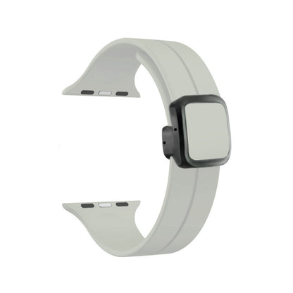 For Apple Watch Series 7 45mm Magnetic Square Buckle Silicone Watch Band(Starlight) - Watch Bands by PMC Jewellery | Online Shopping South Africa | PMC Jewellery