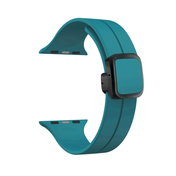 For Apple Watch Series 6 40mm Magnetic Square Buckle Silicone Watch Band(Rock Green) - Watch Bands by PMC Jewellery | Online Shopping South Africa | PMC Jewellery