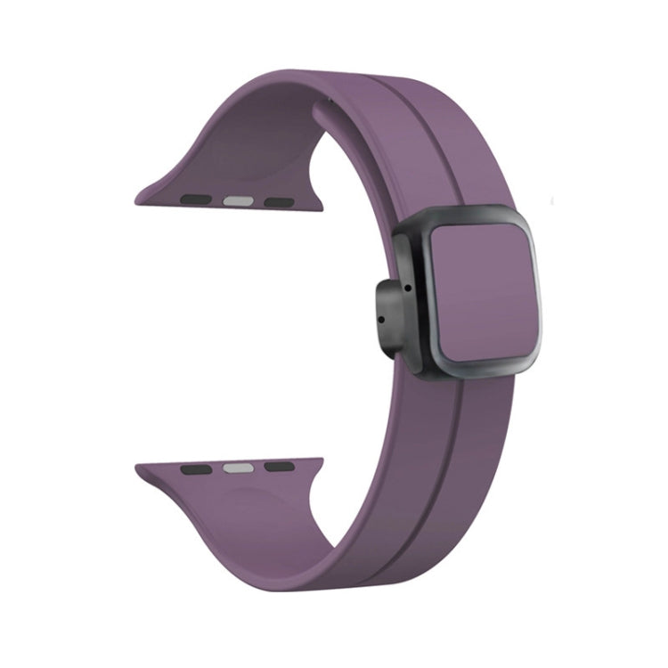 For Apple Watch Series 3 42mm Magnetic Square Buckle Silicone Watch Band(Fruit Purple) - Watch Bands by PMC Jewellery | Online Shopping South Africa | PMC Jewellery