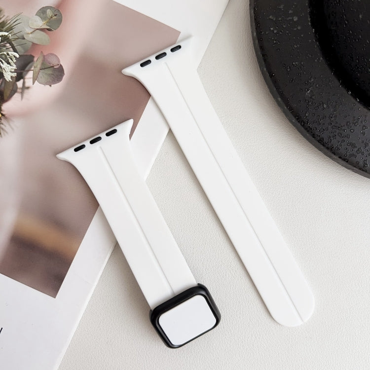 For Apple Watch Series 2 38mm Magnetic Square Buckle Silicone Watch Band(White) - Watch Bands by PMC TechLife | Online Shopping South Africa | PMC TechLife