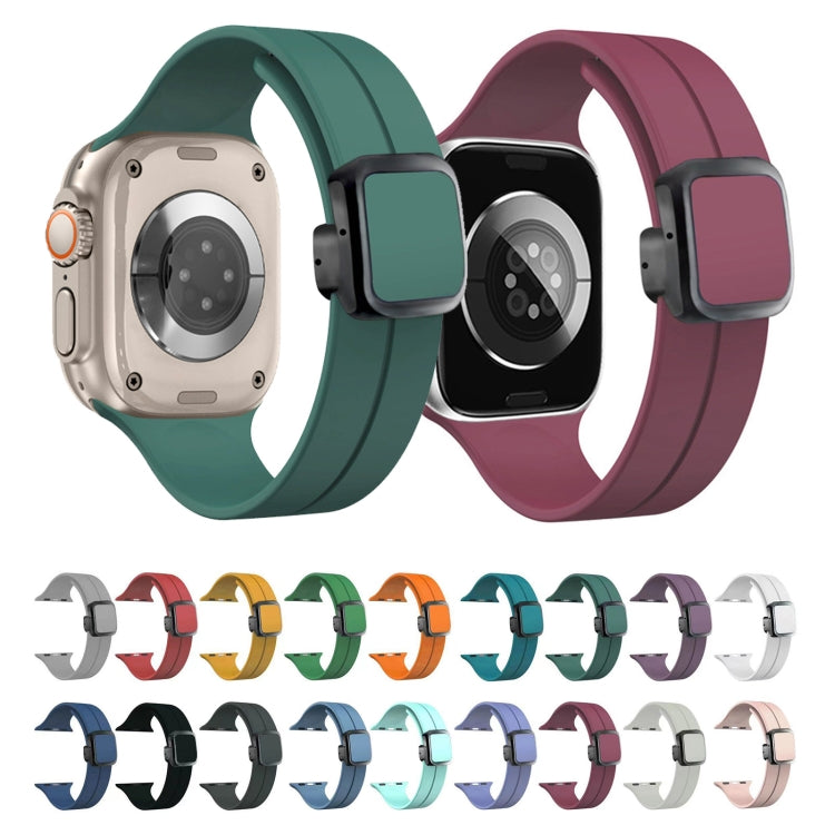 For Apple Watch 42mm Magnetic Square Buckle Silicone Watch Band(Blue) - Watch Bands by PMC TechLife | Online Shopping South Africa | PMC TechLife