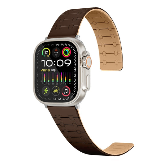 For Apple Watch Series 9 41mm Two Color Loop Magnetic Silicone Watch Band(Dark Brown+Light Brown) - Watch Bands by PMC Jewellery | Online Shopping South Africa | PMC Jewellery