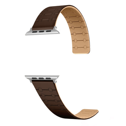 For Apple Watch Series 9 41mm Two Color Loop Magnetic Silicone Watch Band(Dark Brown+Light Brown) - Watch Bands by PMC Jewellery | Online Shopping South Africa | PMC Jewellery