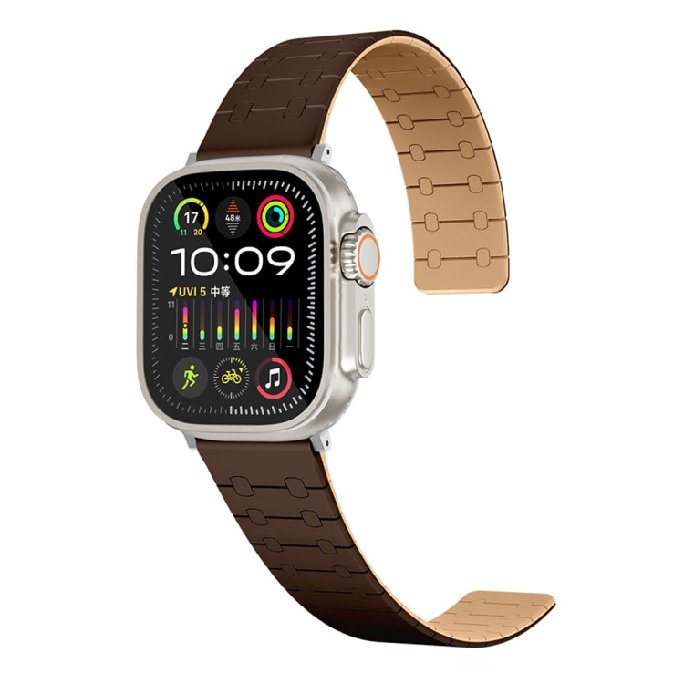 For Apple Watch SE 2022 40mm Two Color Loop Magnetic Silicone Watch Band(Dark Brown+Light Brown) - Watch Bands by PMC Jewellery | Online Shopping South Africa | PMC Jewellery