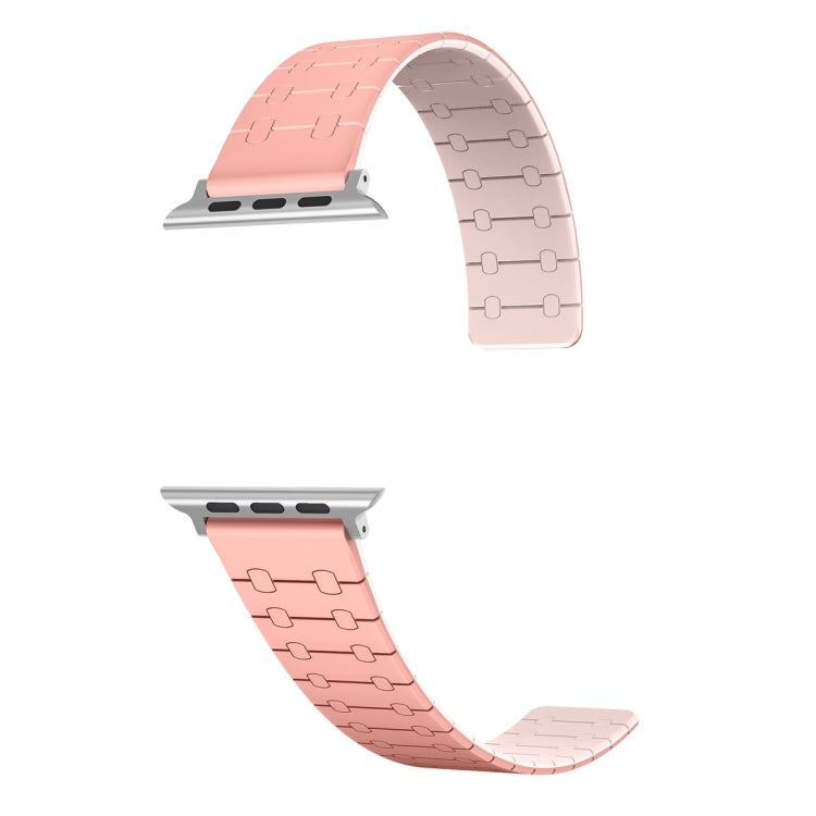 For Apple Watch Series 7 41mm Two Color Loop Magnetic Silicone Watch Band(Peach+Light Pink) - Watch Bands by PMC Jewellery | Online Shopping South Africa | PMC Jewellery