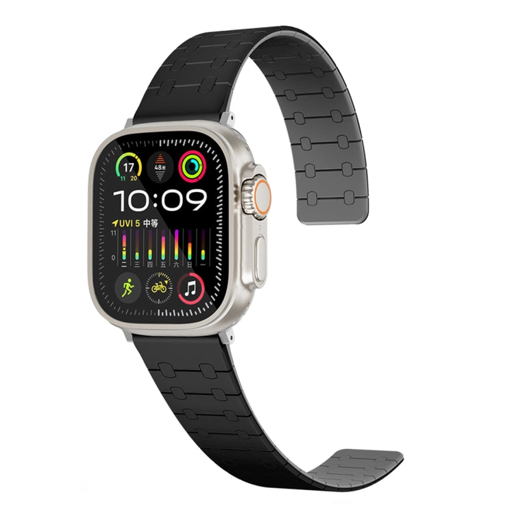 For Apple Watch Series 7 45mm Two Color Loop Magnetic Silicone Watch Band(Black+Grey) - free shipping - PMC TechLife - Order now!