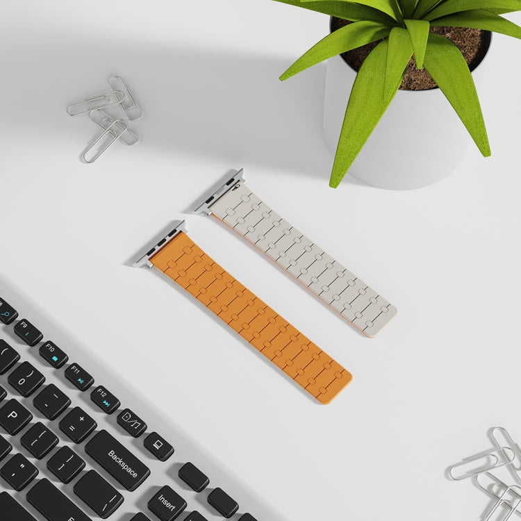 For Apple Watch SE 40mm Two Color Loop Magnetic Silicone Watch Band(Orange+Starlight) - free shipping - PMC TechLife - Order now!