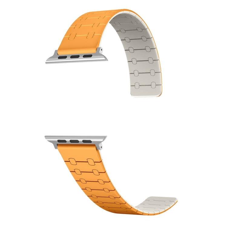 For Apple Watch Series 3 38mm Two Color Loop Magnetic Silicone Watch Band(Orange+Starlight) - Watch Bands by PMC TechLife | Online Shopping South Africa | PMC TechLife