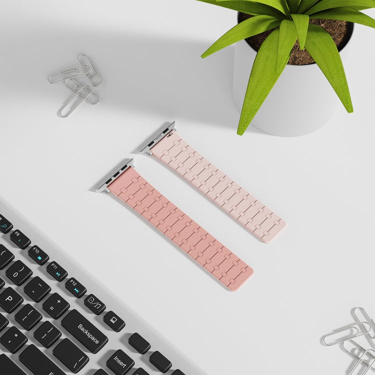 For Apple Watch Series 2 42mm Two Color Loop Magnetic Silicone Watch Band(Peach+Light Pink) - Watch Bands by PMC TechLife | Online Shopping South Africa | PMC TechLife