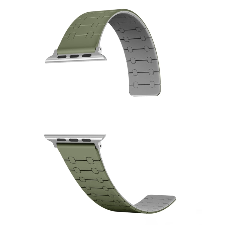 For Apple Watch 42mm Two Color Loop Magnetic Silicone Watch Band(Green+Grey) - free shipping - PMC TechLife - Order now!