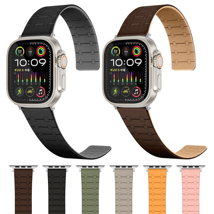 For Apple Watch Series 9 45mm Two Color Loop Magnetic Silicone Watch Band(Black+Grey) - Watch Bands by PMC TechLife | Online Shopping South Africa | PMC TechLife