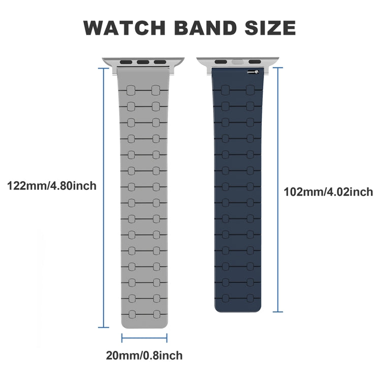 For Apple Watch Series 9 45mm Two Color Loop Magnetic Silicone Watch Band(Green+Grey) - Watch Bands by PMC Jewellery | Online Shopping South Africa | PMC Jewellery