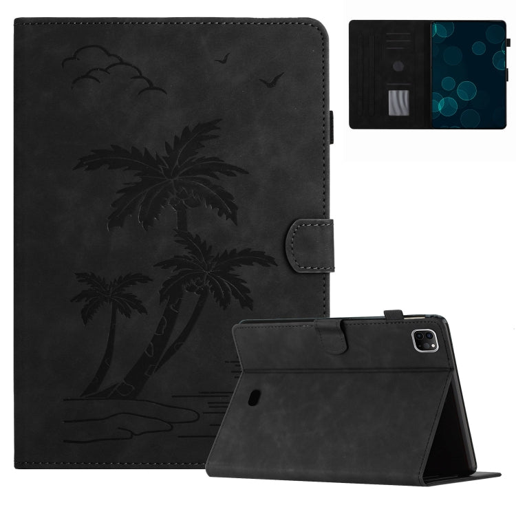 For iPad Pro 11 2024 Coconut Tree Embossed Smart Leather Tablet Case(Black) - iPad Pro 11 2024 Cases by PMC TechLife | Online Shopping South Africa | PMC TechLife | Buy Now Pay Later Mobicred