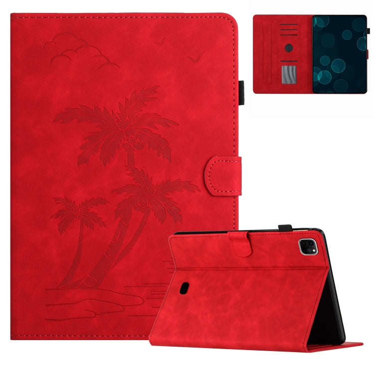 For iPad Pro 11 2024 Coconut Tree Embossed Smart Leather Tablet Case(Red) - iPad Pro 11 2024 Cases by PMC TechLife | Online Shopping South Africa | PMC TechLife | Buy Now Pay Later Mobicred
