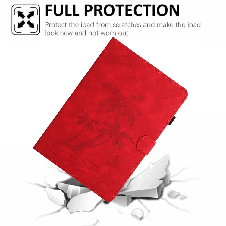 For iPad Pro 11 2024 Coconut Tree Embossed Smart Leather Tablet Case(Red) - iPad Pro 11 2024 Cases by PMC TechLife | Online Shopping South Africa | PMC TechLife | Buy Now Pay Later Mobicred