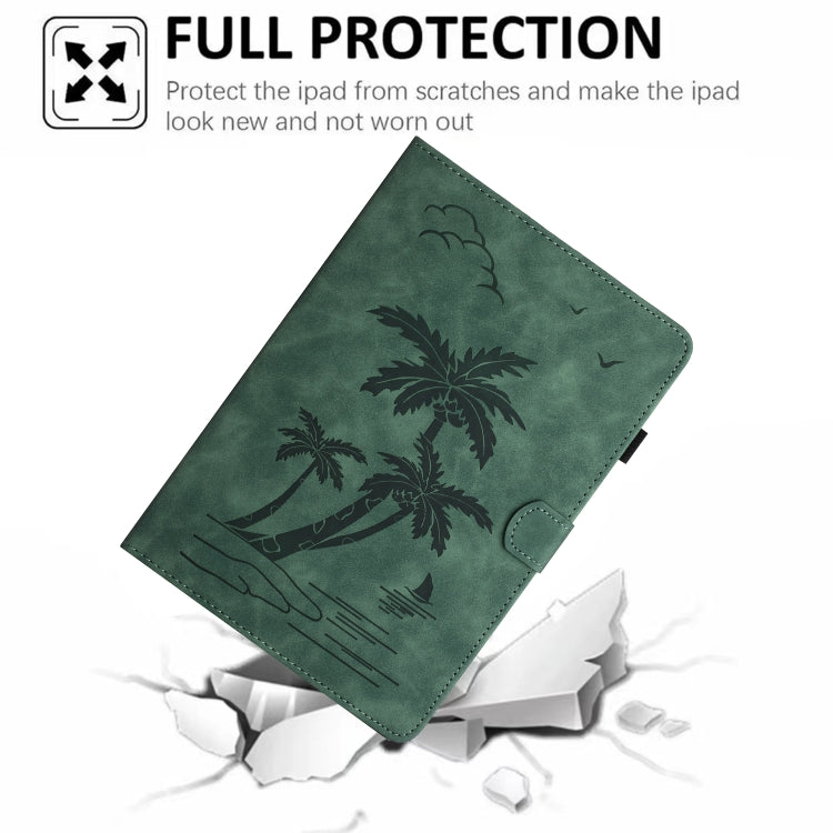 For iPad Pro 11 2024 Coconut Tree Embossed Smart Leather Tablet Case(Green) - iPad Pro 11 2024 Cases by PMC TechLife | Online Shopping South Africa | PMC TechLife | Buy Now Pay Later Mobicred