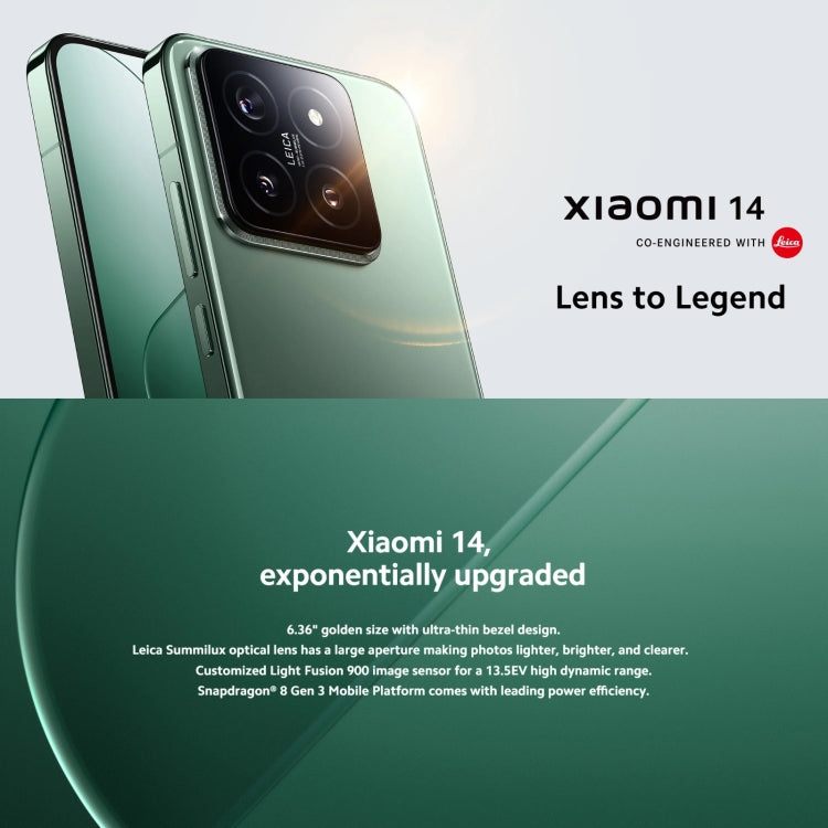 Xiaomi 14 5G Global, 12GB+512GB, 6.36 inch Xiaomi HyperOS Snapdragon 8 Gen 3 Octa Core 3.3GHz, Network: 5G(Green) - Xiaomi Redmi by Xiaomi | Online Shopping South Africa | PMC Jewellery | Buy Now Pay Later Mobicred