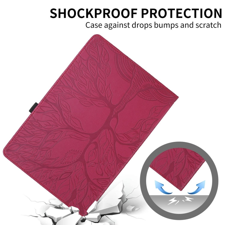 For Honor Pad 9 Tree Life Embossed Rotation Leather Tablet Case(Red) - Honor by PMC TechLife | Online Shopping South Africa | PMC TechLife | Buy Now Pay Later Mobicred