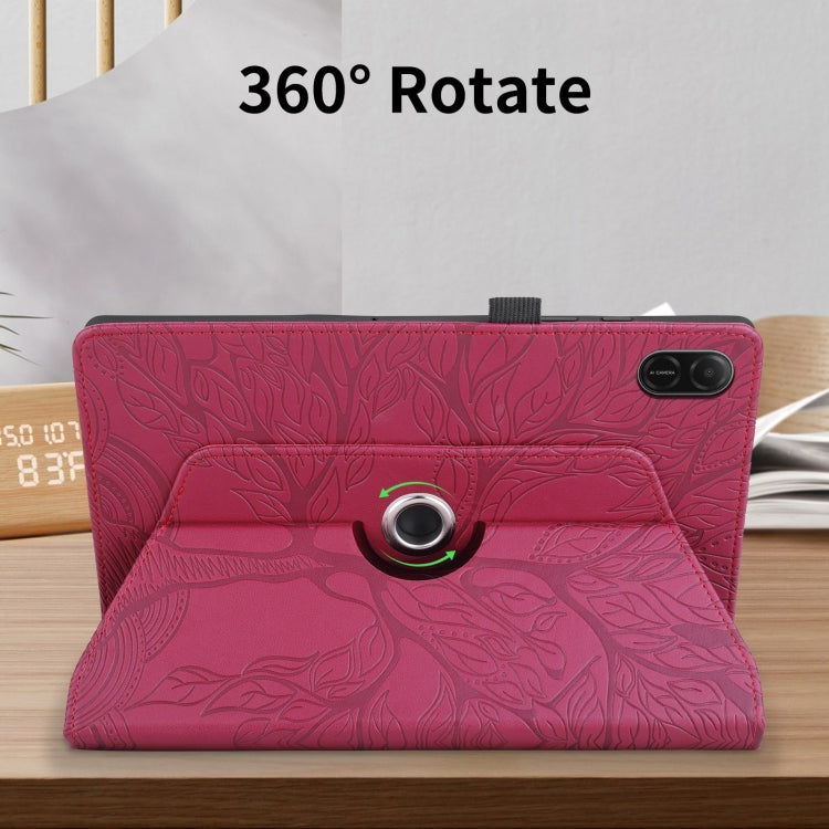 For Honor Pad X8a Tree Life Embossed Rotation Leather Tablet Case(Red) - Honor by PMC TechLife | Online Shopping South Africa | PMC TechLife | Buy Now Pay Later Mobicred