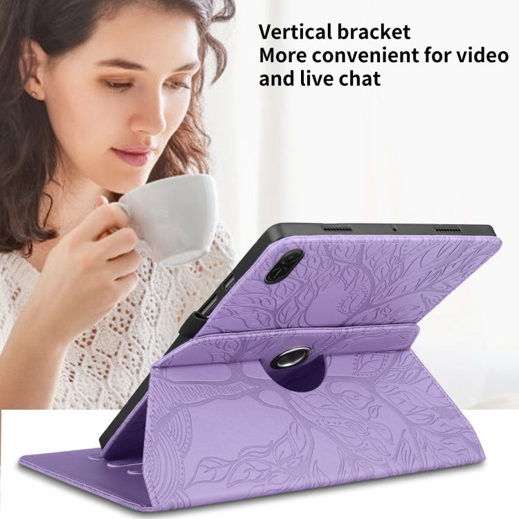 For Honor Pad X8a Tree Life Embossed Rotation Leather Tablet Case(Purple) - Honor by PMC TechLife | Online Shopping South Africa | PMC TechLife | Buy Now Pay Later Mobicred