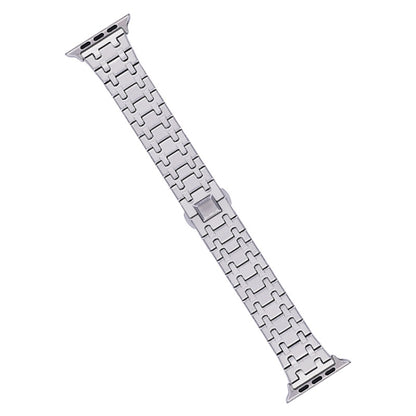 For Apple Watch SE 2023 44mm Double T Stainless Steel Watch Band(Silver) - Watch Bands by PMC Jewellery | Online Shopping South Africa | PMC Jewellery